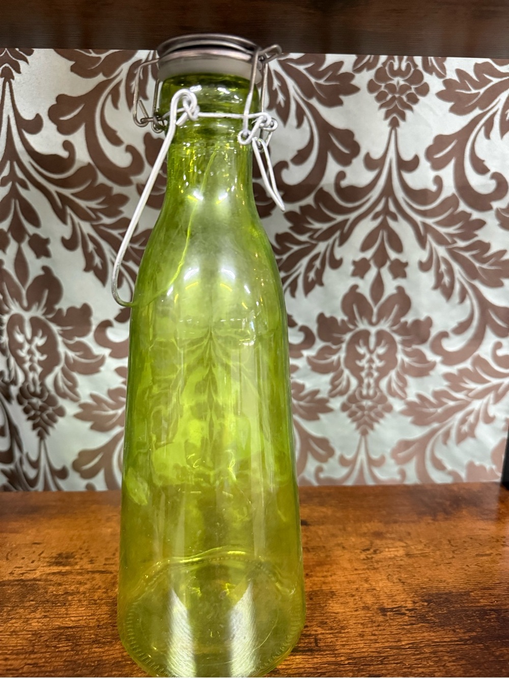 Green Glass Swing-Top Water Bottle - Unbranded